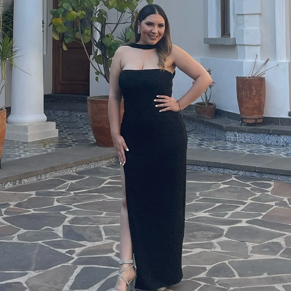 Bandeau Maxi Dress In Black - Picture 4 of 6